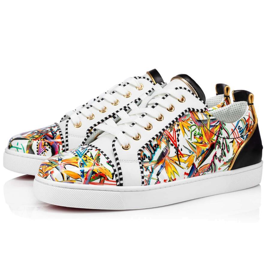 

Wholesale Super Loubi Print High Top Sneakers Shoes, Luxurious-brand Red Bottom Men's Sneaker Graffiti Patent Leather Perfect Design 20s Party Wedding
