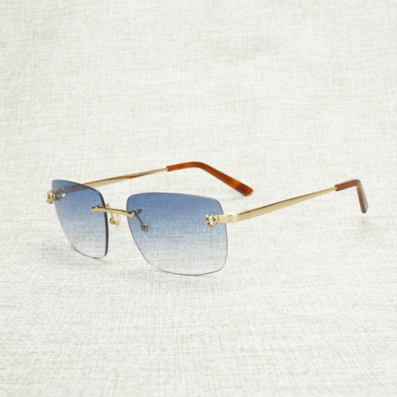 

70% Off Online Store Vintage Leopard Style Rimless Sunglasses Men Oculos Square Shade Metal Frame Gafas Women for Beaching Club Eyewear Accessories