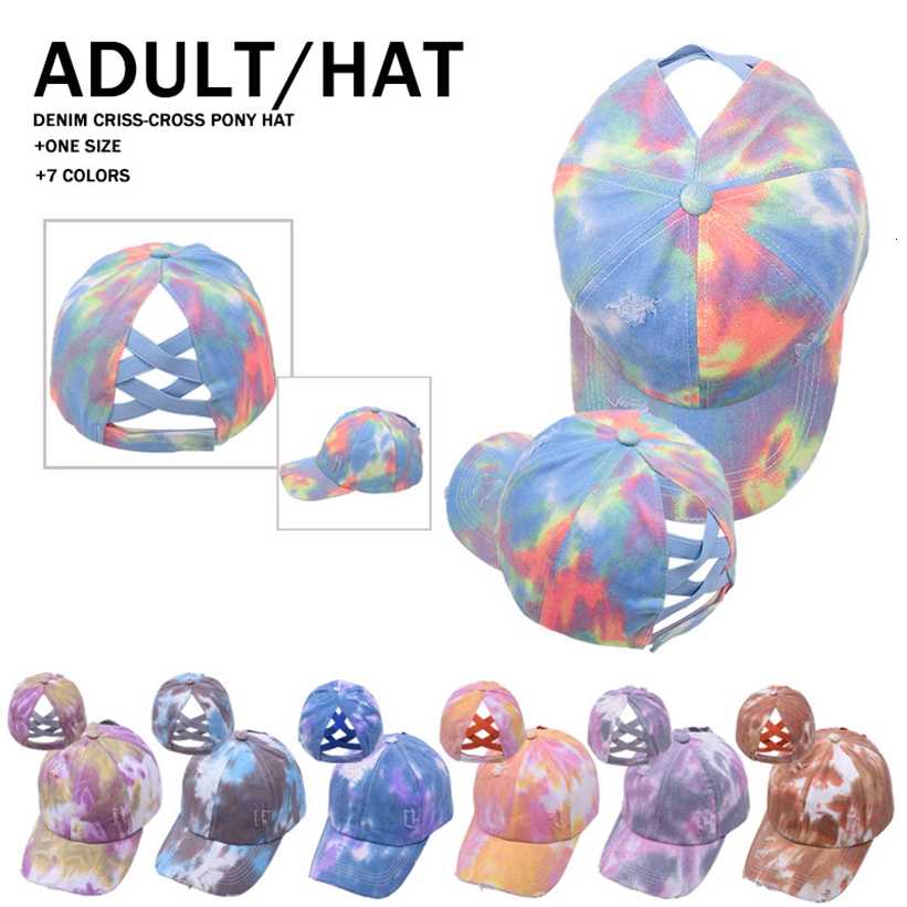 

Baseball Cross 7 Criss styles Ponytail Tie-dye Bucket Cap Newest Street Outdoor Sports Tide Hat sea shipping LLA385 R4QS, Blue;gray