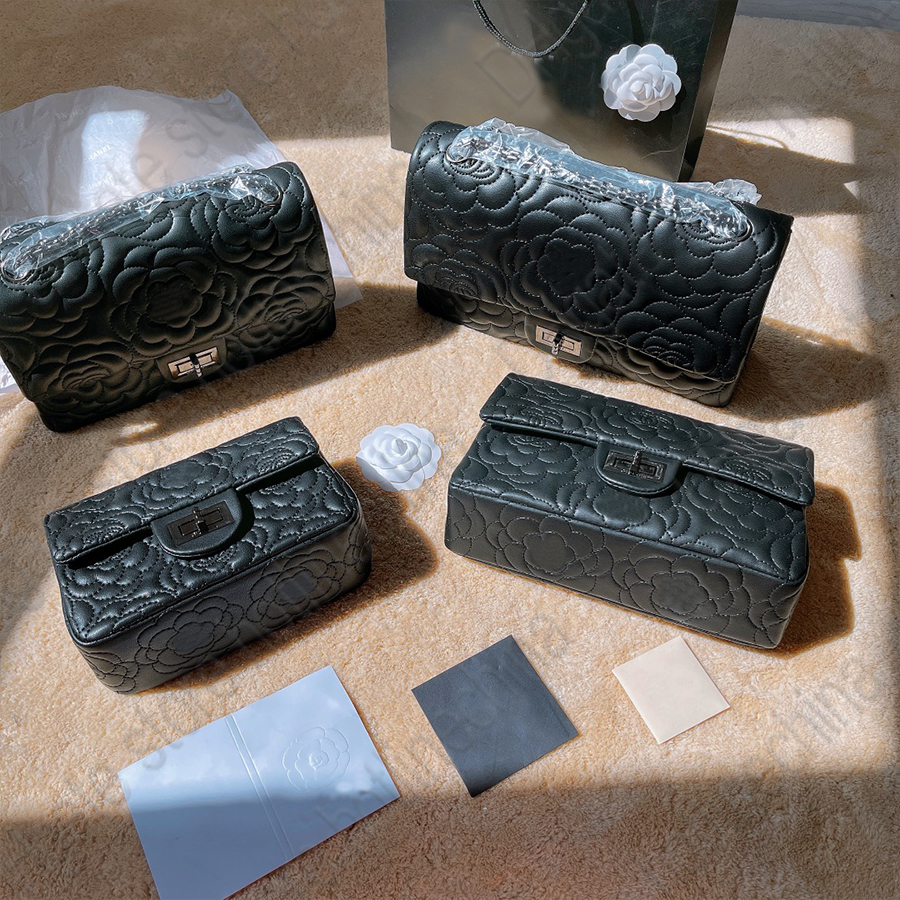 

Women's fashion classic original, leather Camellia embroidery messenger chain bags original hardware super brand C anti fake number dus