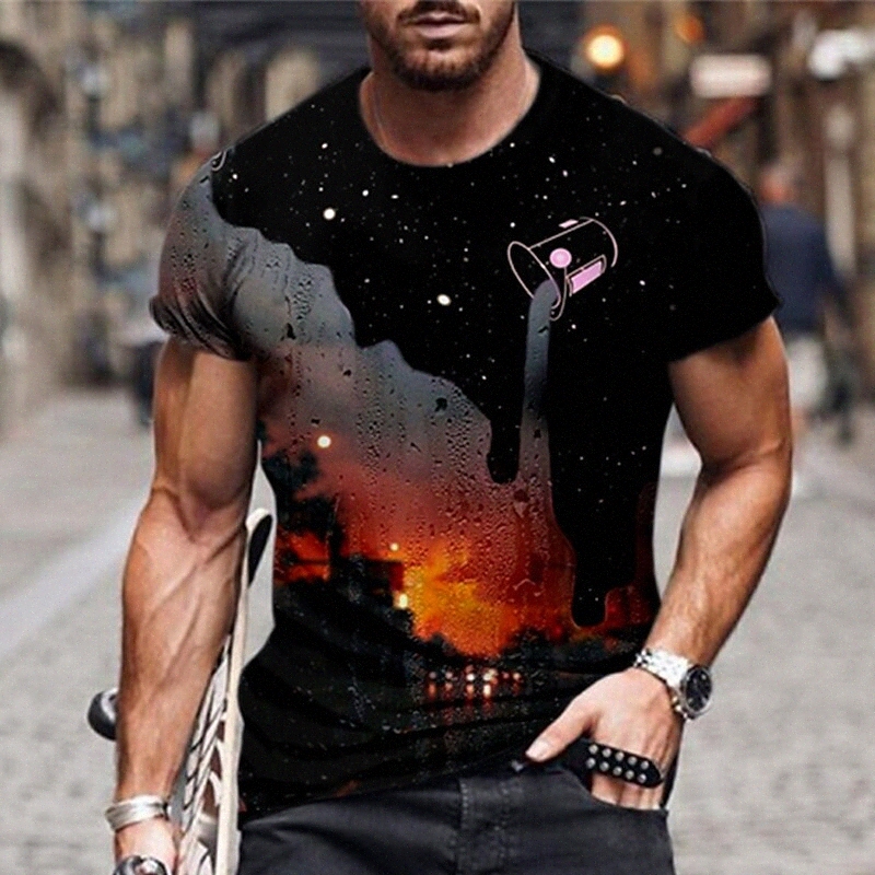 Men's Unisex T shirt 3D Print Galaxy Graphic Prints Crew Neck Street Daily Print Short Sleeve Tops Casual Designer Big and Tall Sports Black