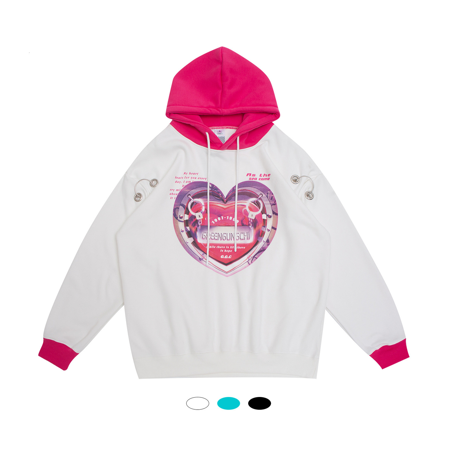 

hoodies mankun-z5206 fashion brand street love map for men women contrast color couple hooded cashmere sweater, Black