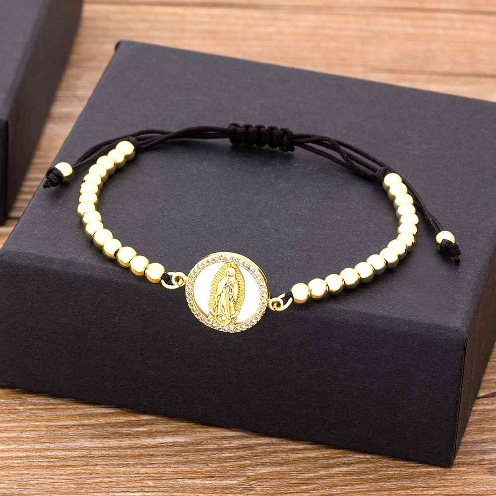 

New Classic 9 Styles Virgin Mary Bracelets for Women Crystal Gold Christian Adjustable Handmade Copper Cz Bead Jewelry