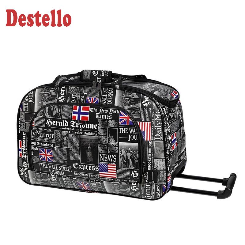 

Leather Waterproof Travel Bags Duffle Bag Men 20" Rolling Luggage Case Packing Cubes Duffel