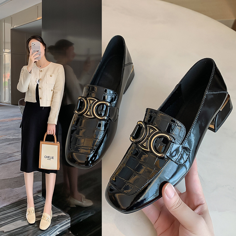 

2021 mirror top layer cowhide casual shoes womens autumn new comfortable simple leather shoe British style fashion versatile, Beige