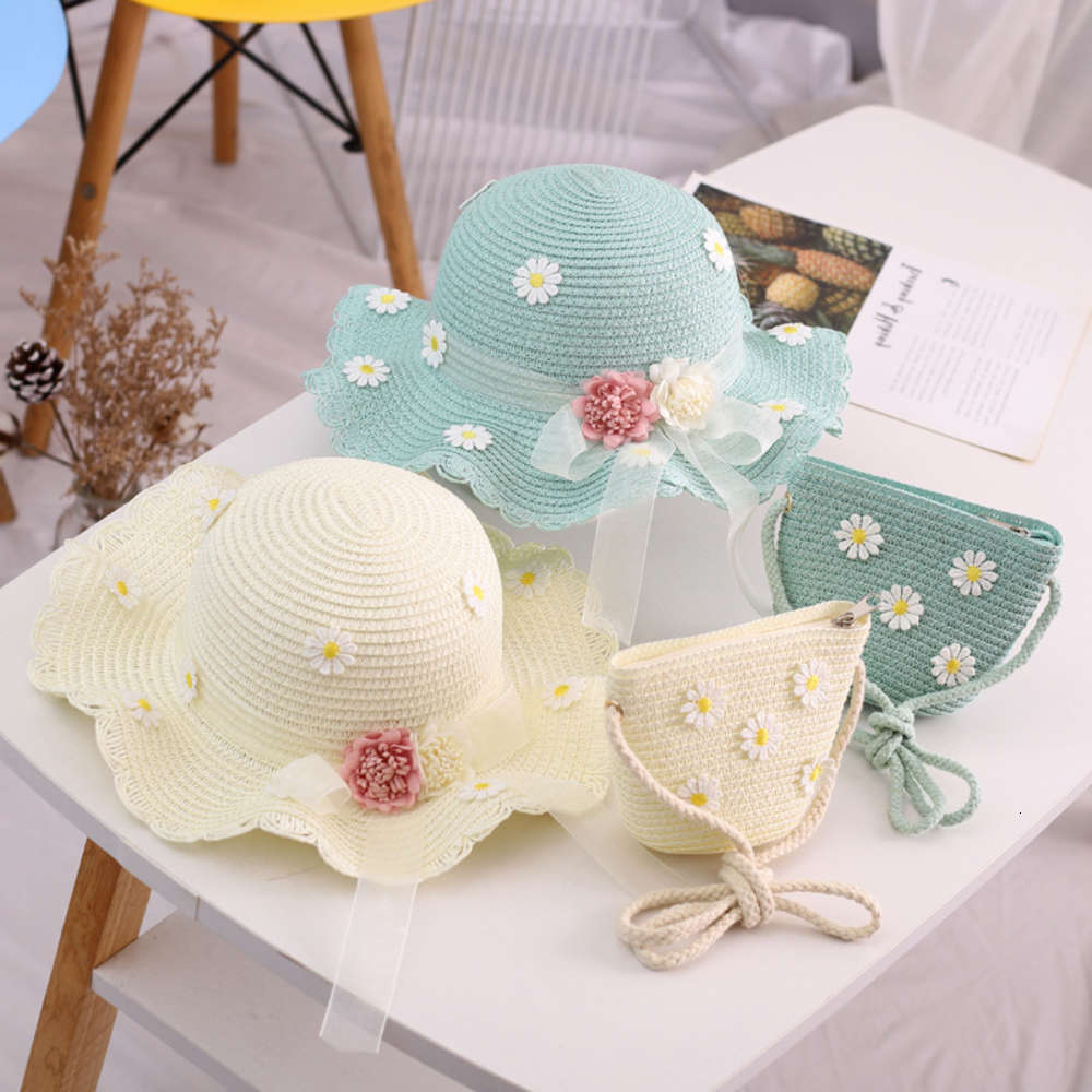 

Sun hat for children Girls' summer outdoor sunscreen straw sunshade baby sun bag fisherman's hat, Yellow