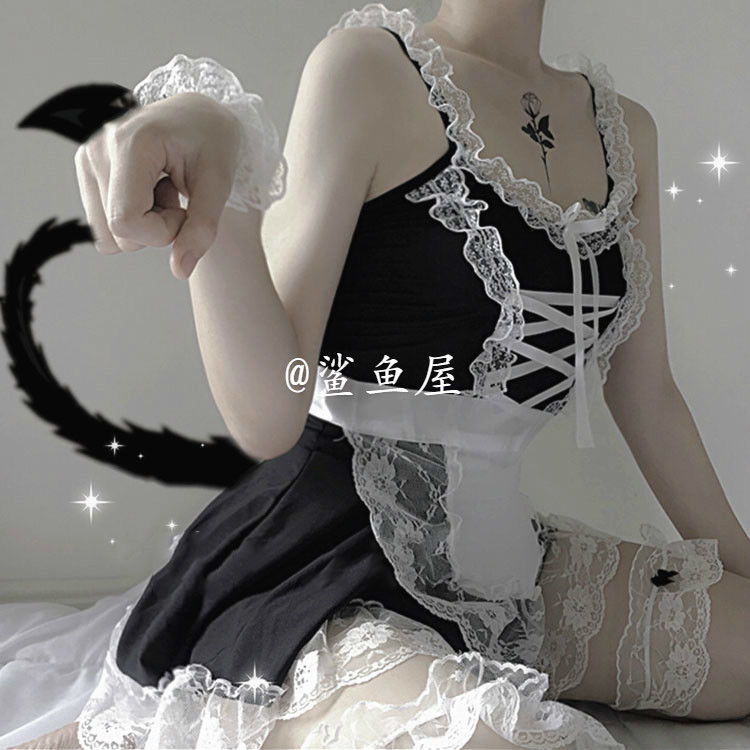 

Sexy Lingerie Cosplay Erotic Costumes Black Cat Maid Ladies COS Temptation Porn Hot Lace Cute Nightdress Sexy Toy for Women