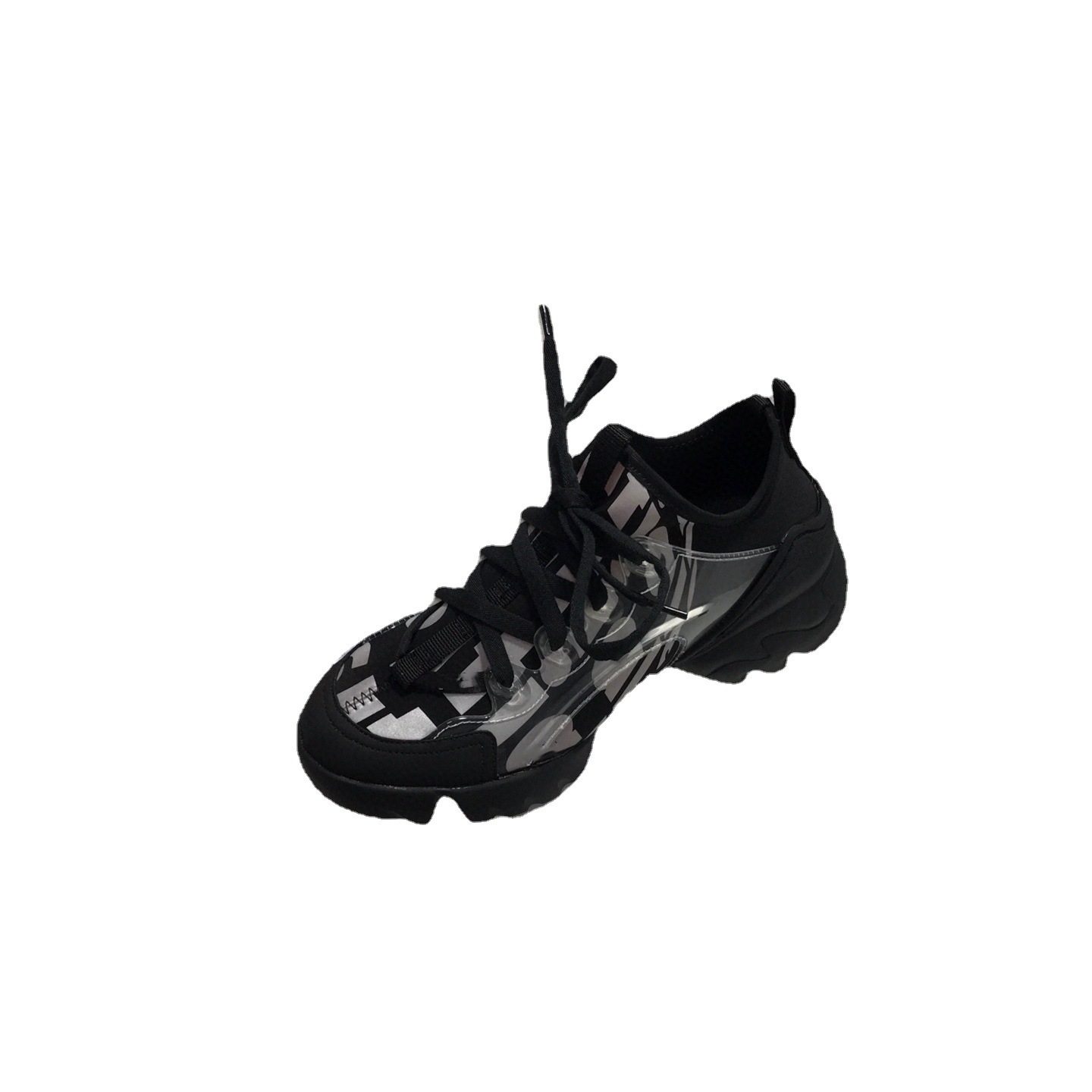 Zapatos de papá estilo reflectante luminoso-negro Zapatos de papá estilo reflectante luminoso-negro
