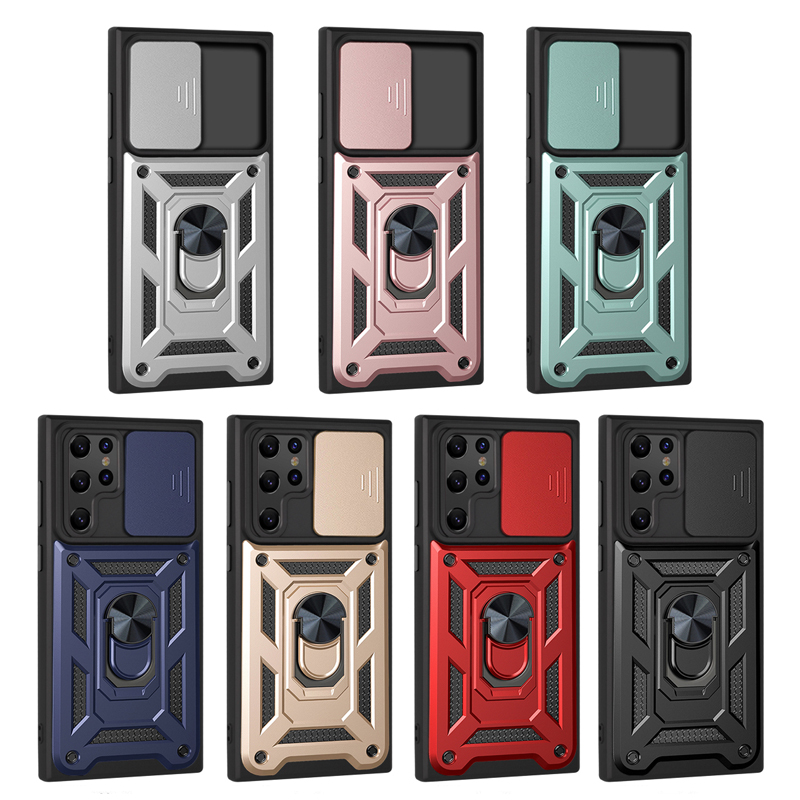 

Slide Camera Lens Protection Military Grade Cases Armor Magnetic Ring Stand For Samsung S22 Plus Ultra A03S A33 A53 A73 A13 4G Lite A03 Core Google Pixel 6 Pro Revvl V+ 5G, Mix colors