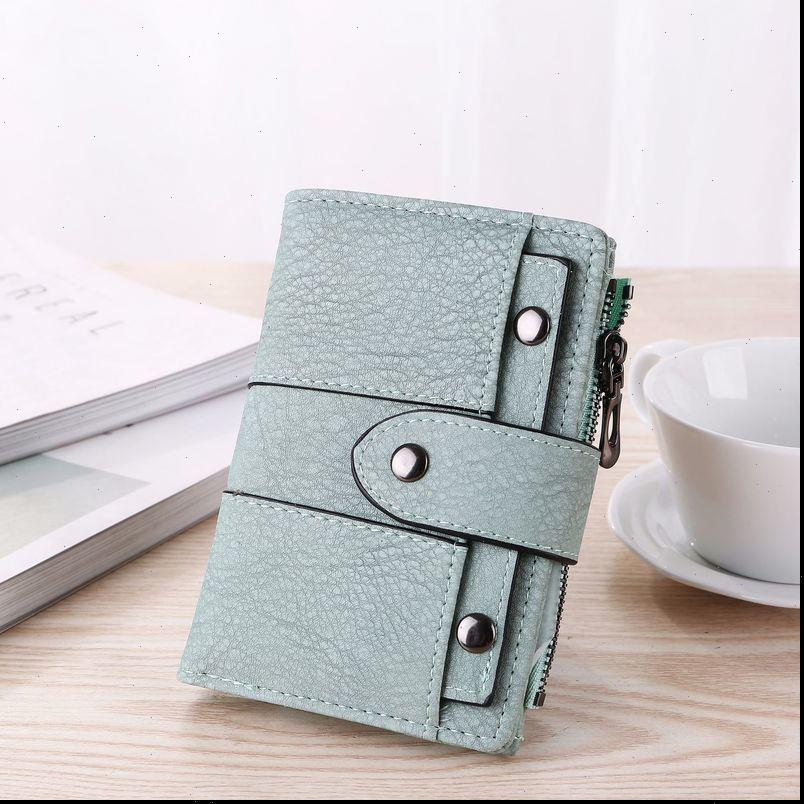 

retro frosted female wallet multi function short coin purse personalized zipper buckle card bag pu folding clutch, Red;black