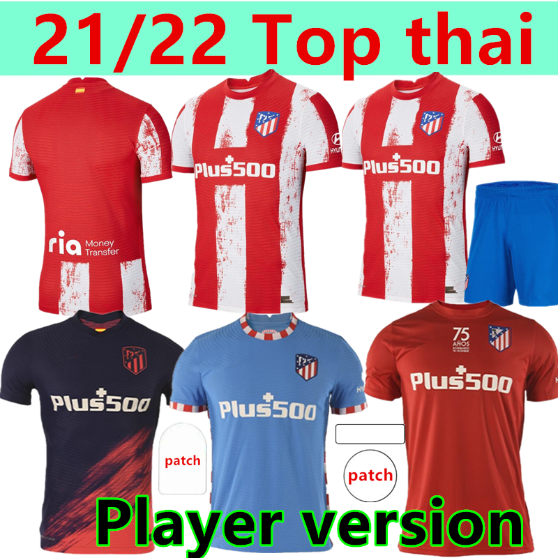 

21 22 Atletico Soccer Jerseys JOAO FELIX SUAREZ KOKE Madrid home away 3rd 4th Player version Champion camisetas de fútbol Men kits fooball shirt, 21/22 away