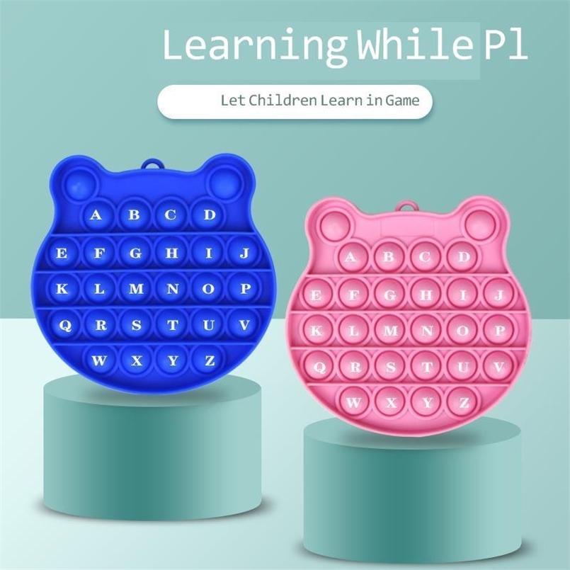 

50PCS/DHL Push Bubble Silicone Sensory Fidget Toy Pop Anxiety Stress Relief Bubble Game with Lanyard String Rope Children Gifts Tiktok Decom