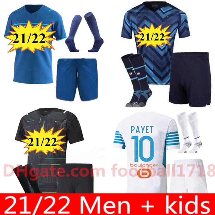 

Man kids kit 21 22 Olympique OM Marseille soccer jersey 2021 2022 marseille maillot de foot KAMARA THAUVIN Camisetas PAYET BENEDETTO LIROLA football shirt uniform, 17