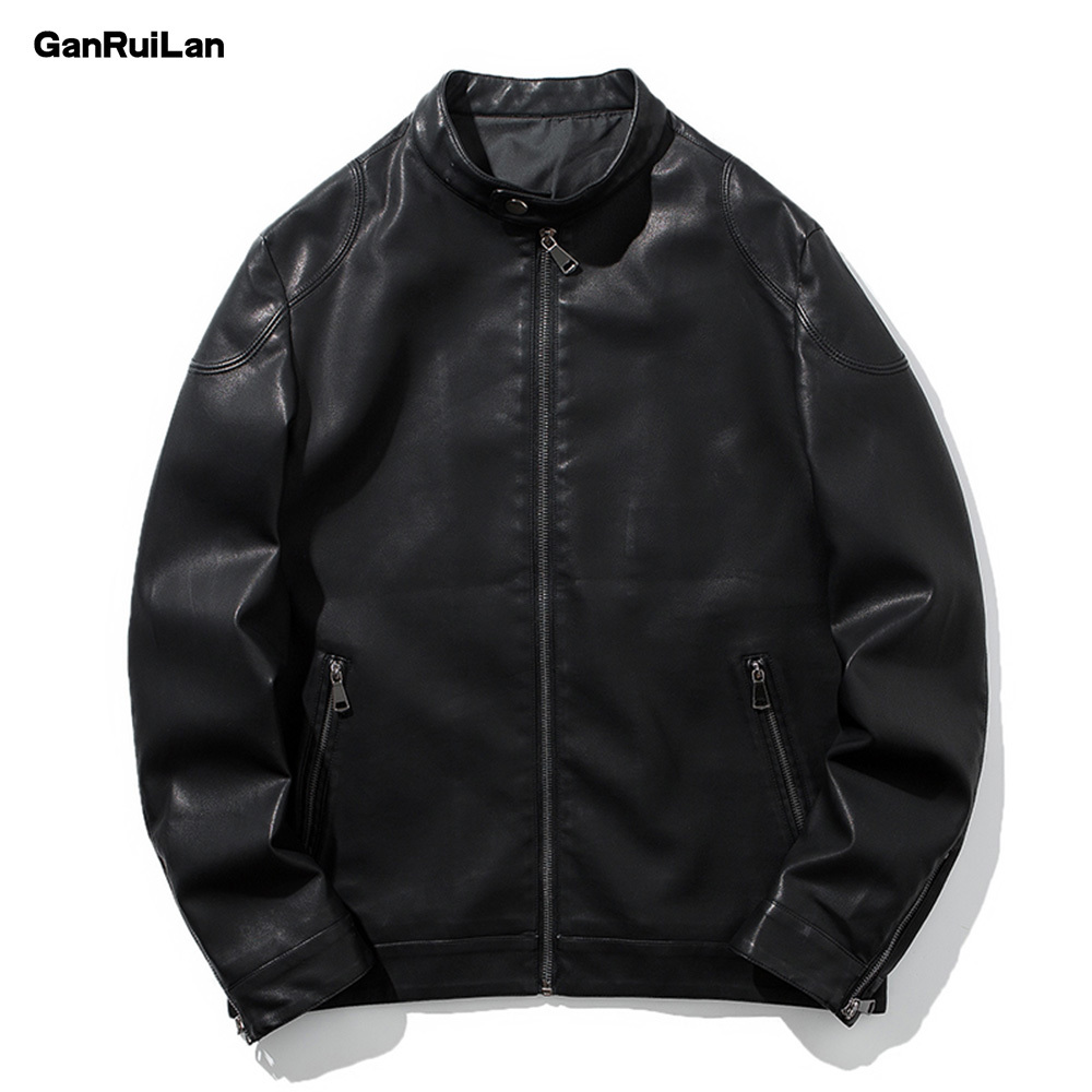 

Men Leather Jacket Spring Autumn Fashion High Quality PU Casual Biker Jacket Male Outerwear & Coats JK18908 210518, Black asian size