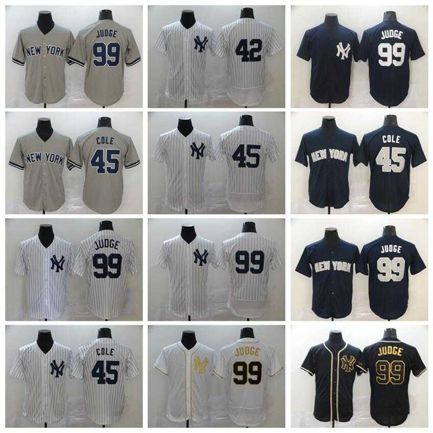 

men baseball 99 aaron judge jersey 45 gerrit cole 42 mariano rivera flexbase cool base all stitched team navy blue grey black white pinstrip, Blue;black