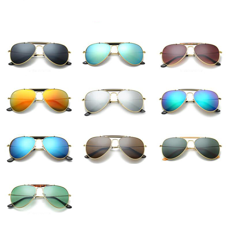 

designer Sunglasses Women Men Sunglasses Metal frame mirror glass lens, driving outdoor travel glasses uv400 3025-1, White;black