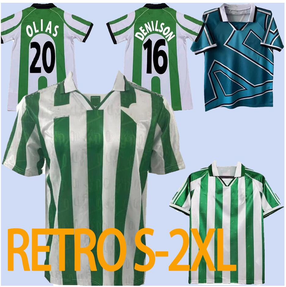 

1994 1995 1996 1997 1998 REAL Retro soccer Jerseys 94 95 96 97 98 classic vintage football shirt ALFONSO BETIS JOAQUIN FINIDI DENILSON home away GREEN S-2XL, 95-97 home