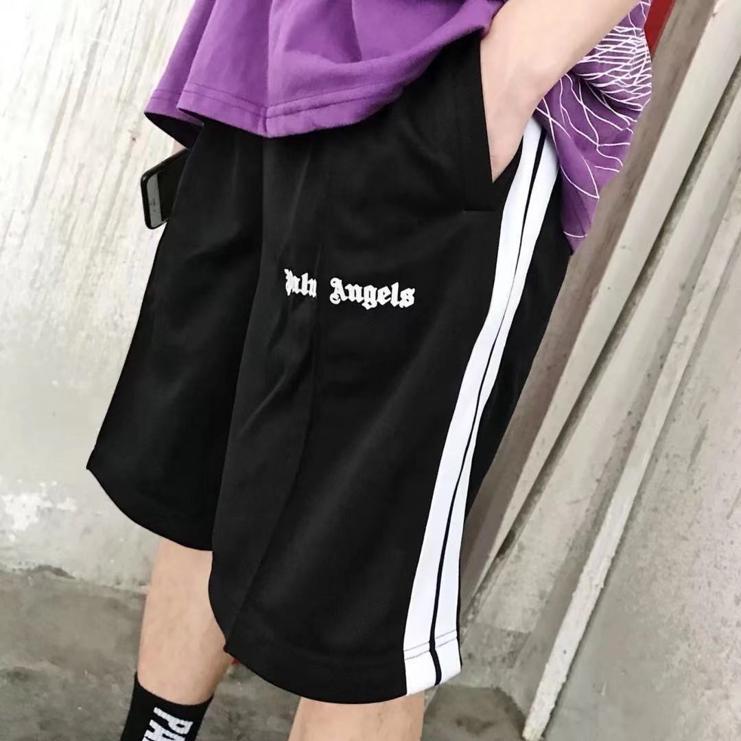 

women's Palm and angel Men's angels side Stripe loose shorts casual sports drawstring Capris, White;black