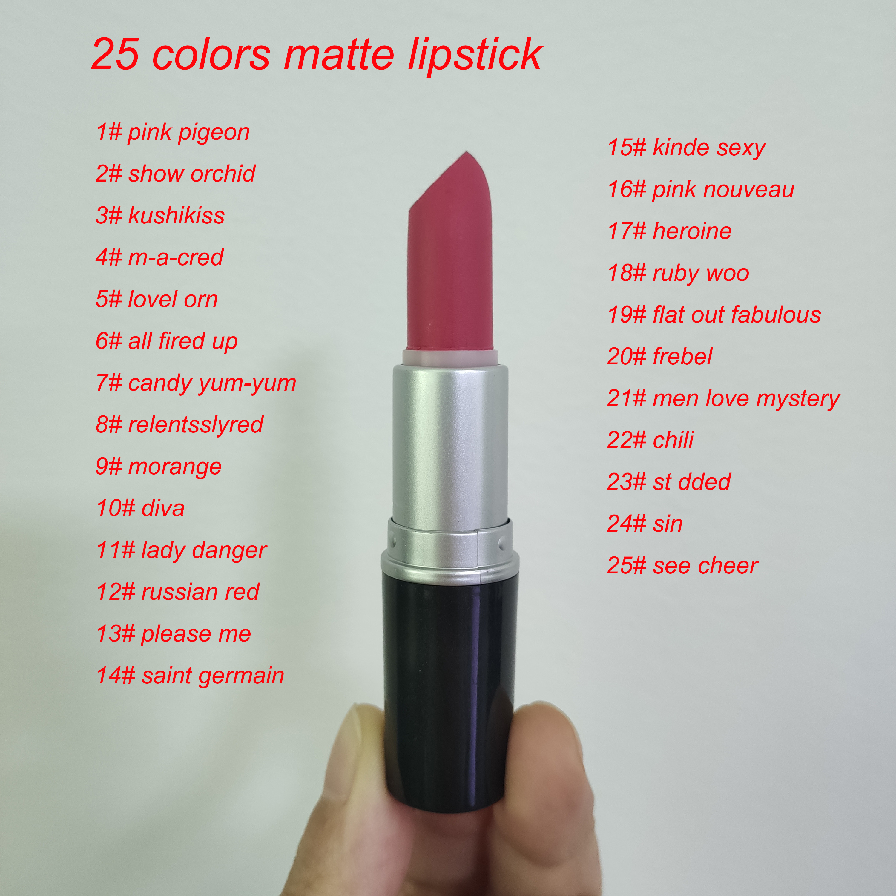 

matte lipstick 25 colors Retro gloss lipsticks 25' different color long-lasting and easy to wear good quality waterproof lips makeup, Mixed color