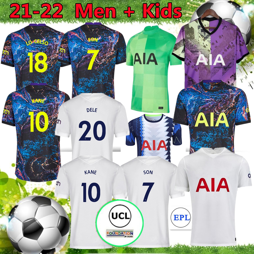 

21 22 DELE SON TOTTENHAM BALE KANE soccer jersey HOJBJERG BERGWIJN LO CELSO SPURS 2021 2022 LUCAS football shirt uniforms men kids kit, Men home + ucl