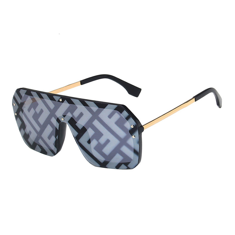 

Oversized FF letter Sunglasses Women Luxury Brand Fashion Flat Top One Piece Sun Glasses Men Gafas Shade Mirror9D1Z, White;black