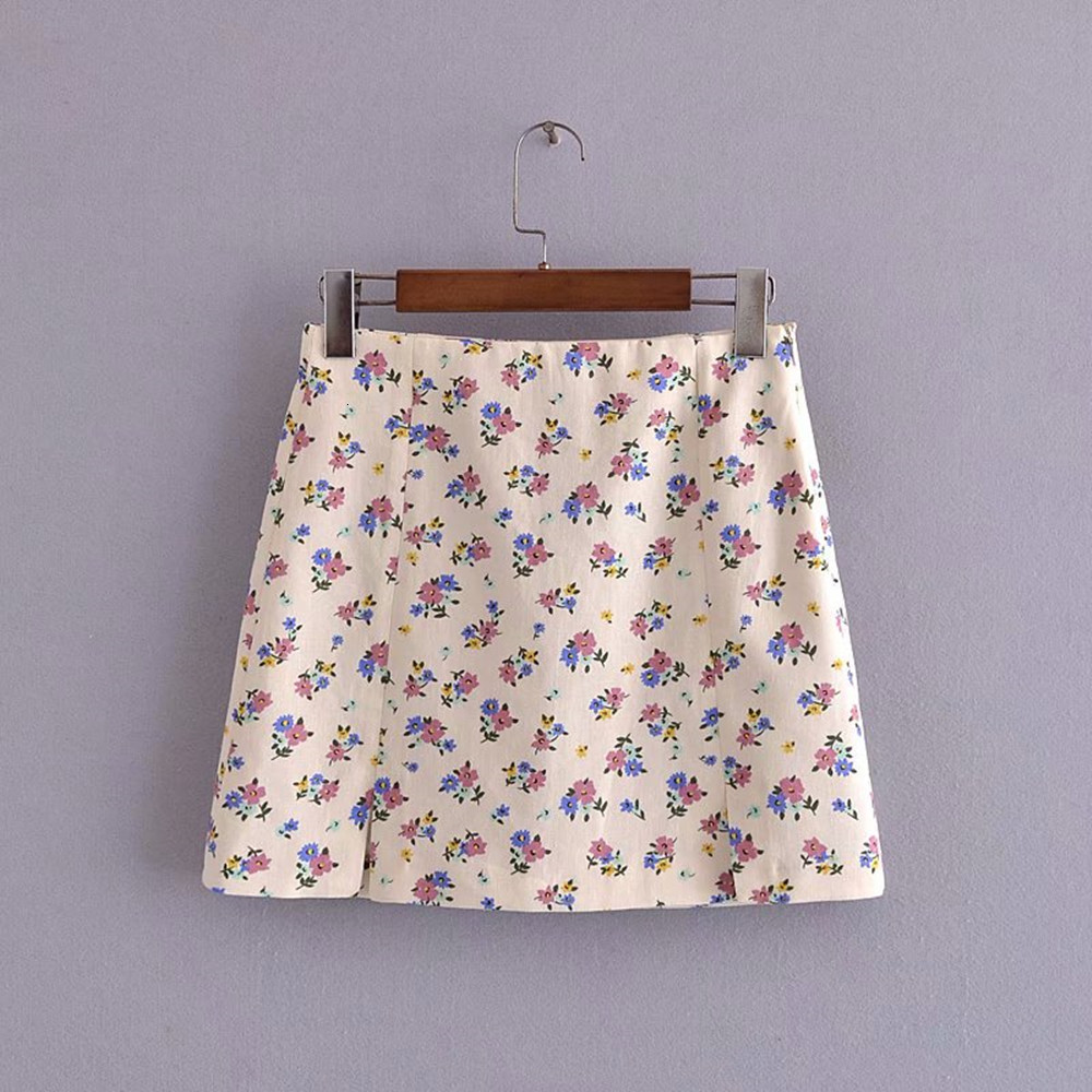 

Skirts 2021 female butterfly print tight hip wrap cleft casual skirt, Beige