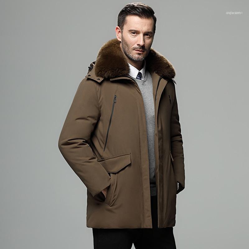 

Men's Down & Parkas Jacket Thickened And Enlarged Coat Fur Collar Father Father's For Middle Aged Elderly Men1, Black