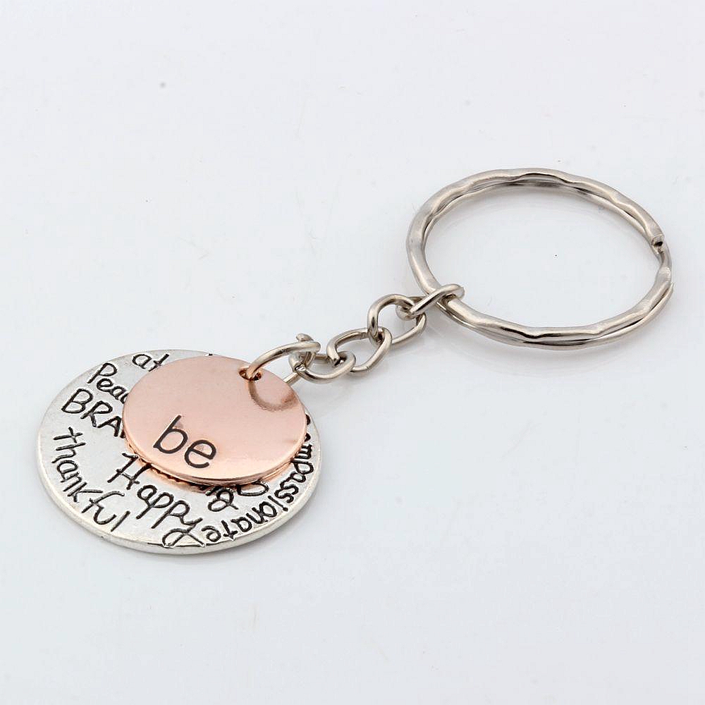 

30Pcs Alloy "Be" Graffiti Happy Strong Thankfull Keychain CAR Key Ring For Men & Ms. Jewelry Gift, Silver