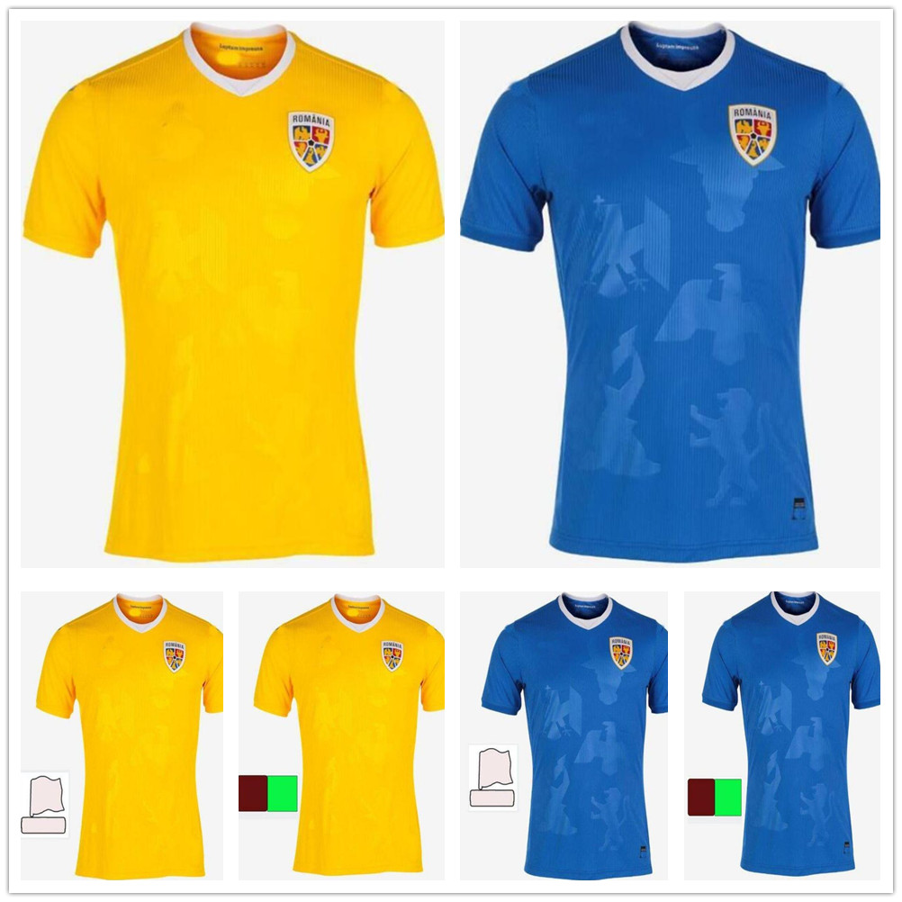 

2021 2022 National Team Romania Soccer Jerseys Alexandru Cicaldau Lanis Hagi Dennis Marin Custom Home Yellow Away Blue 21 22 Rumania Football Shirt, Black;yellow