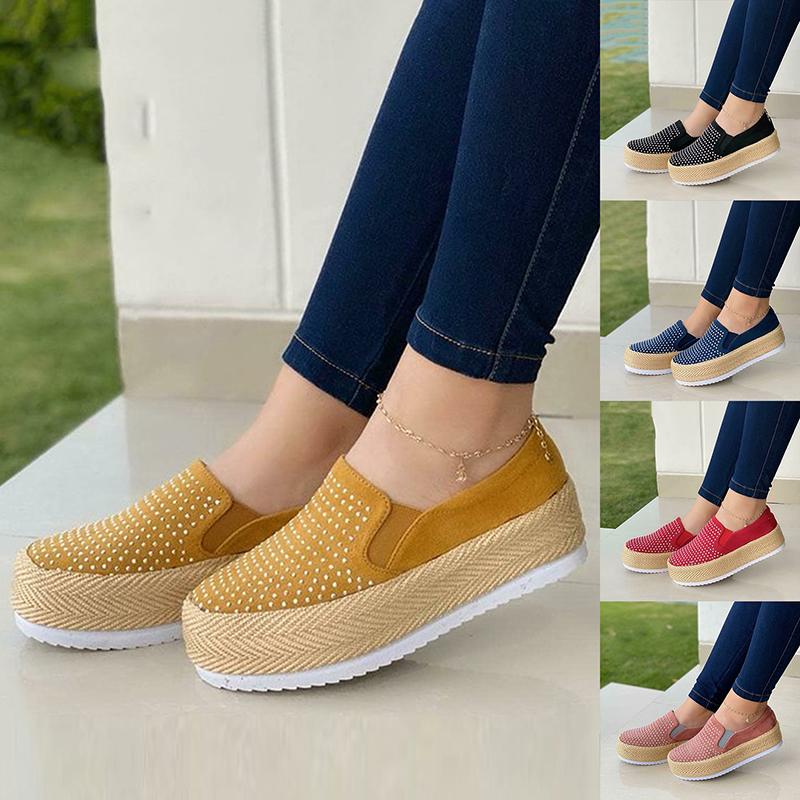 

Dress Shoes 2021 Women Flats Canvas Loafer For Female Student Casual Sneakers Korean Version Fashionable Comfortable, Yellow