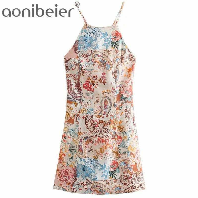 

Paisley Print Summer Casual Pencil Dress Fashion Cross Back Sleeveless Spaghetti Strap High Waist Women Mini 210604