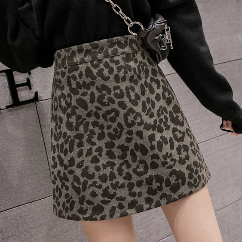 

Women Skirts Fashion Elegant A-Line Print Leopard Women Skirt Winter Casual High Waist Short Skirt Women Skirts Womens C410 210602, Army green