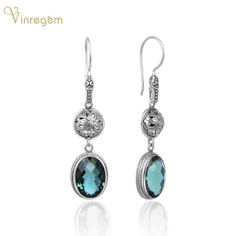 

Dangle & Chandelier Vinregem Vintage 925 Sterling Silver Oval Cut Emerald Gemstone Engagement Earrings For Women Fine Jewelry Luxury Gift