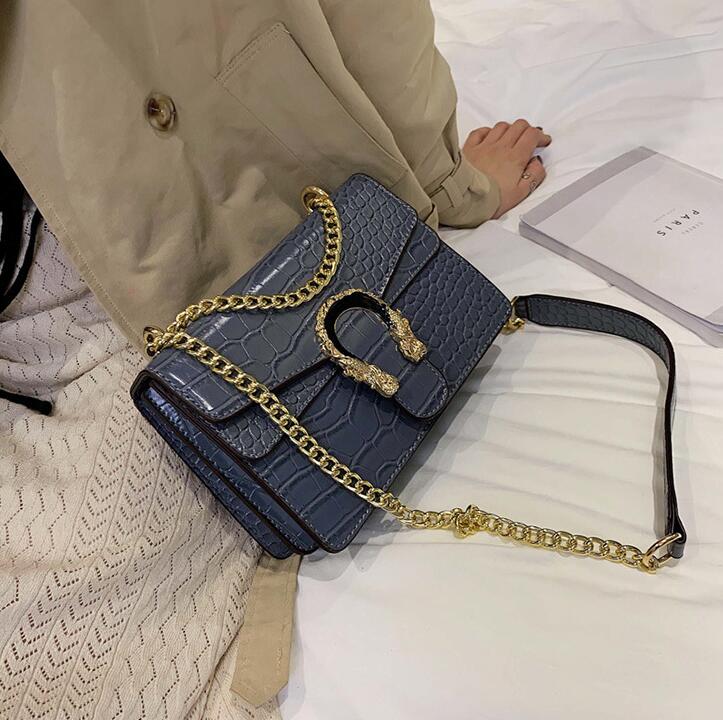 

Factory wholesale women bag street trend stone womens chain bags personality golden buckle fashion Messenger handbag leather shoulder handbags