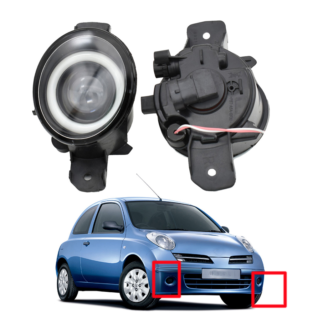 

Fog light for Nissan Micra 4 IV (K13) Hatchback 2010-2015 LED DRL Styling Lens Angel Eye Car Accessories headlights high quality