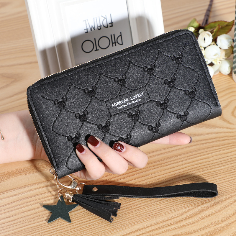 

Wallets Womens handbag Simple tassel long Girl student wallet personality Clutch bag Large-capacity phone bags Coin purse Black, Freight difference