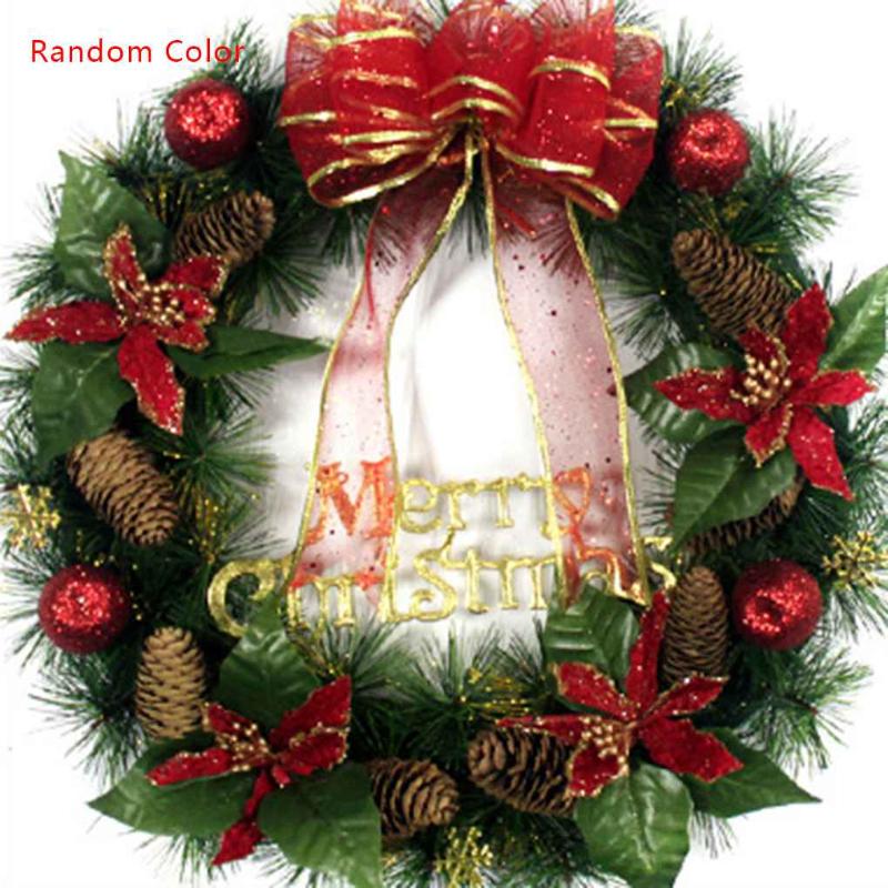 

Christmas Decorations Wreath With Bow Handcrafted Elegant Holiday For The Front Door Artificial Rattan Garland Home Decor