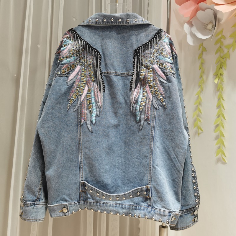 

women's jackets superaen jacket women's embroidered jeans, short and casual x06c, Black;brown