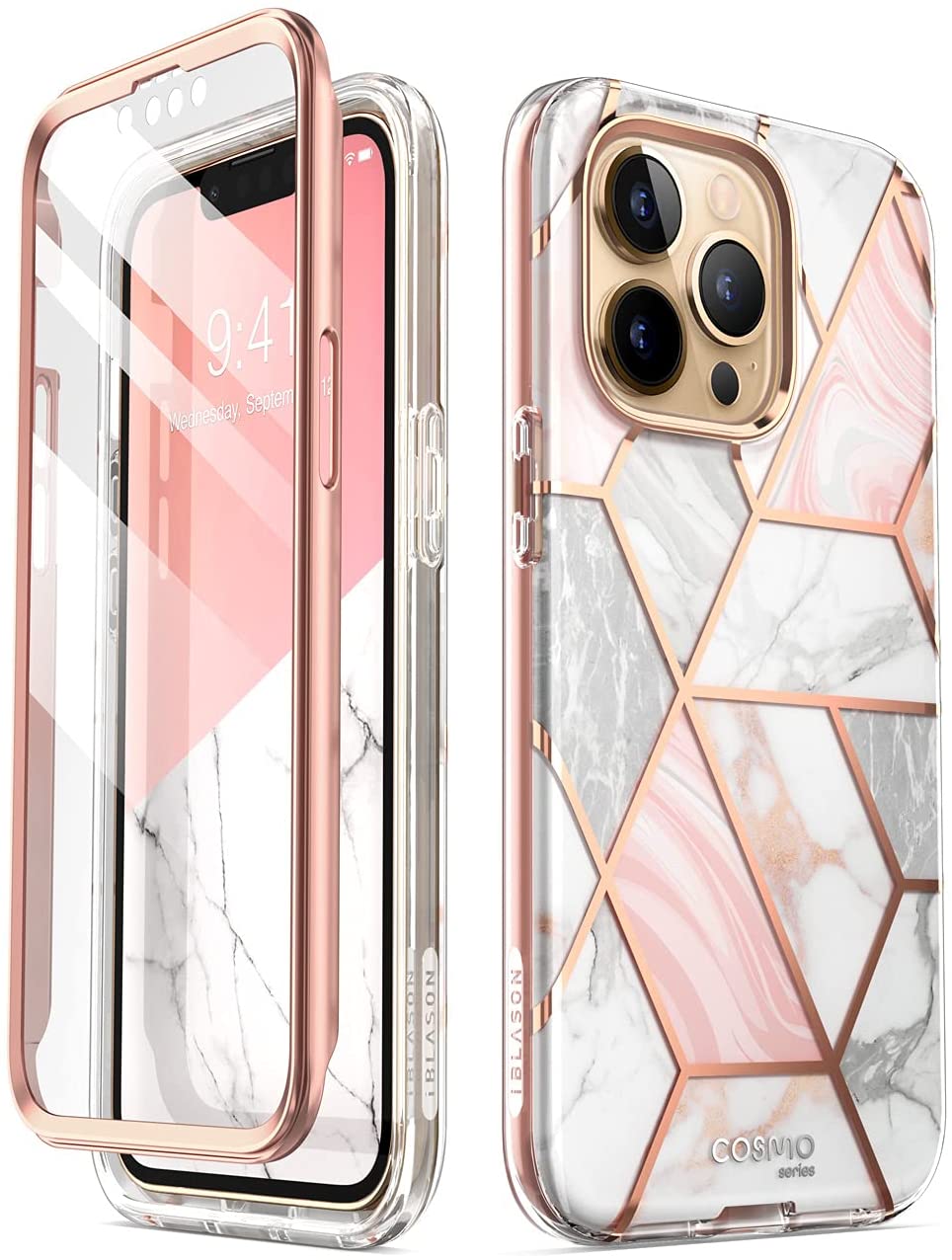 

Cosmo Series Cases for iPhone 13 12 11 Pro Max, Slim Full-Body Stylish Protective Case with Built-in Screen Protector, Pink