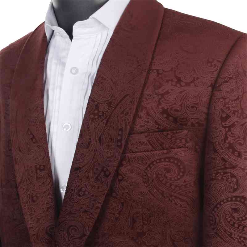 Men&#039;s Suits & Blazers Burgundy Paisley Mens Velvet Tailor Made Slim Fit Wedding Suit Jacket Men, Custom Fashion Red For Men-image-699996995