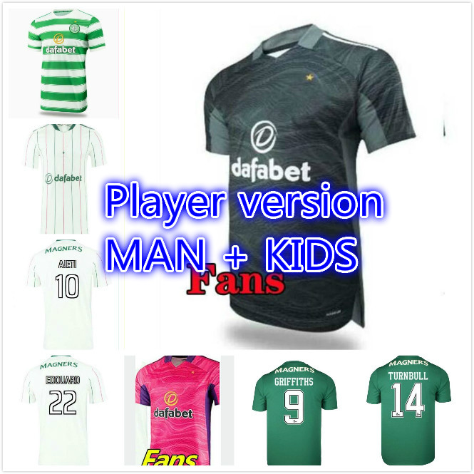 

FANS Player version 21 22 Celtic Soccer Jerseys MCGREGOR GRIFFITHS 2021 2022 DUFFY FORREST CHRISTIE EDOUARD Elyounoussi Turnbull Home Men ki, Black;yellow