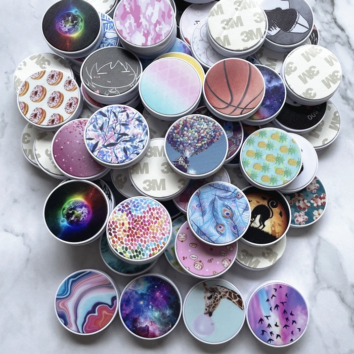 

cell phone holder finger ring pattern Holders with opp bag stand car mounts for iphone Samsung S9 Huawei, White base;mix pattern