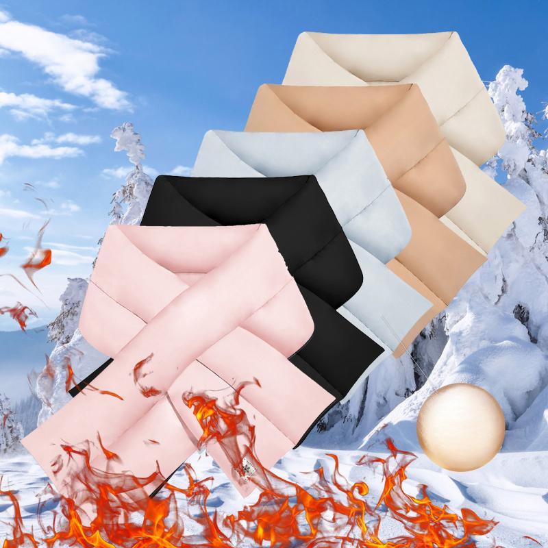 

Scarves Down Cotton Scarf Women Men Thicken Neck Warmer Unisex Solid Color Shawl Wraps Designer Neck-cross Collar Snood Outdoor