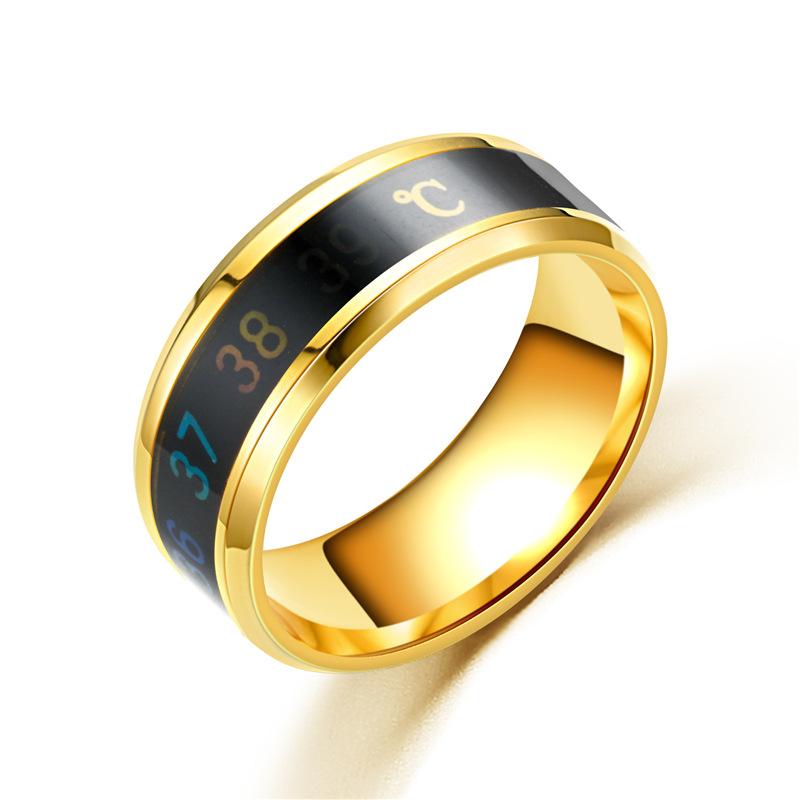 

Cluster Rings Exquisite Fashion Intelligent Temperature Stainless Steel Personality Ring Titanium Men's Creative, Golden;silver