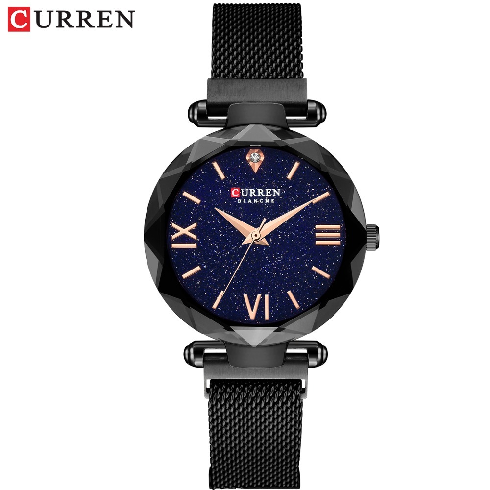 

CURREN Brand Women Casual Quartz Watch Female Fashion Stainless Steel Mesh Band Wristwatches Creative Marble Waterproof Relogio 210517, Purple