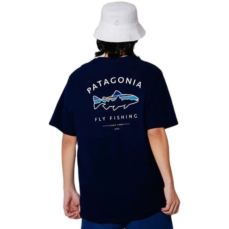 

Patagonia designer Tee items Real pictures Summer products print European American street casual loose short sleeve shirt men and women cotton, Extra shipping