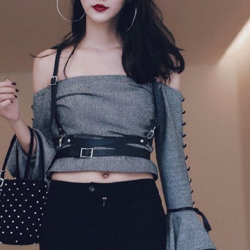 

Belts 2022 Fashion Trend Women Men Gothic Handmade PU Leather Harness Waist Straps Punk Rock Stylish Accessories, Black;brown