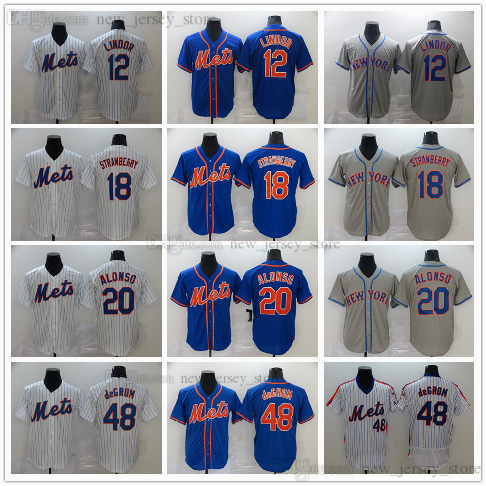 

2021 News Baseball 12 Francisco Lindor Jerseys Stitched 48 Jacob deGrom 20 Pete Alonso 18 Darryl Strawberry Gray Road White Home Royal Alternate Away Third, Same as picture