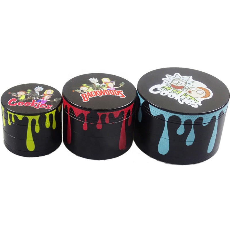 

Custom Logo Smoking Accessories 4 Layers Alloy Metal Herbal Tobacco Herb Grinder Magnet Lid with Water Droplet 40mm 50mm