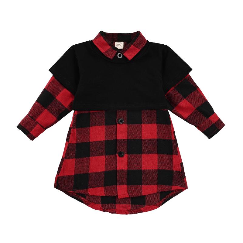 

Girl's Dresses Ma&Baby 9M-5Y Toddler Kid Girls Plaid Dress Long Sleeve Casual Straight For Children Autumn Spring Outfits D84, Red;yellow